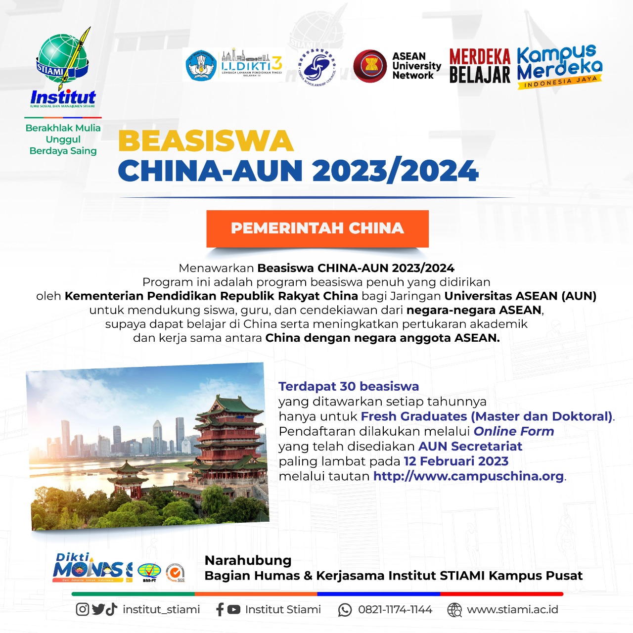Beasiswa China AUN 2023/2024