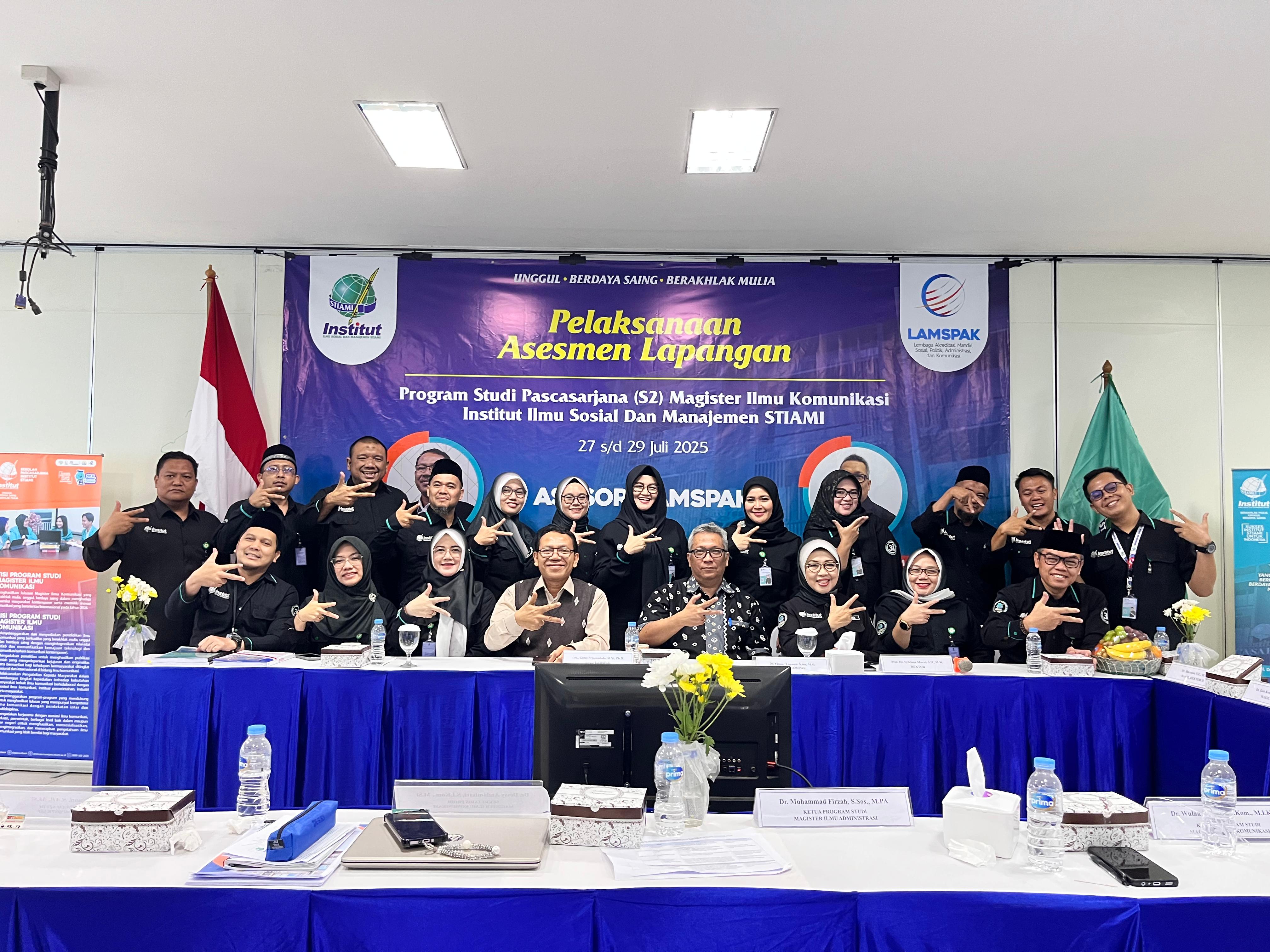 ASESMEN LAPANGAN PROGRAM STUDI MAGISTER ILMU KOMUNIKASI INSTITUT STIAMI BERSAMA TIM ASESOR LAMSPAK