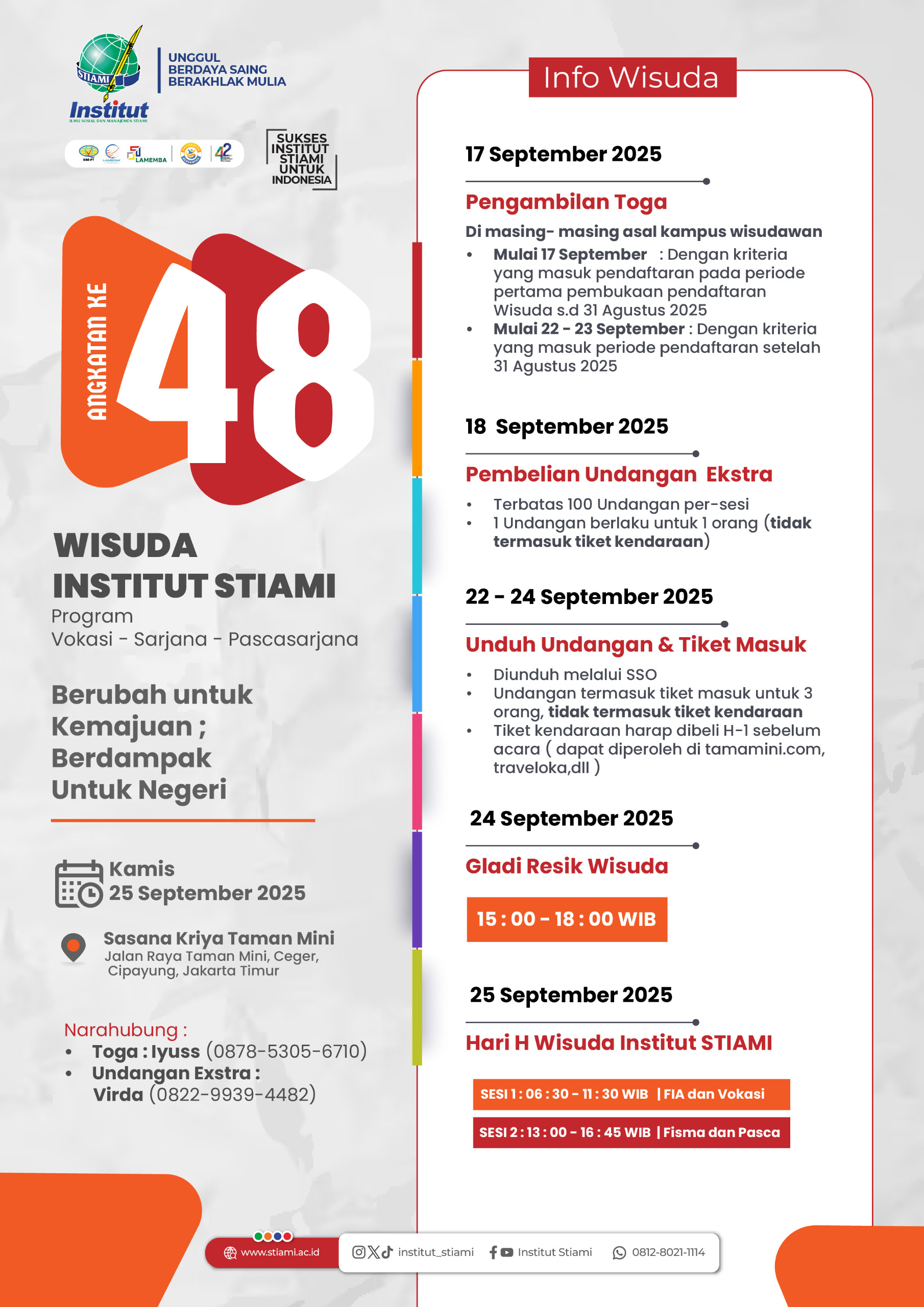 Informasi Wisuda Angkatan ke -48 Institut STIAMI