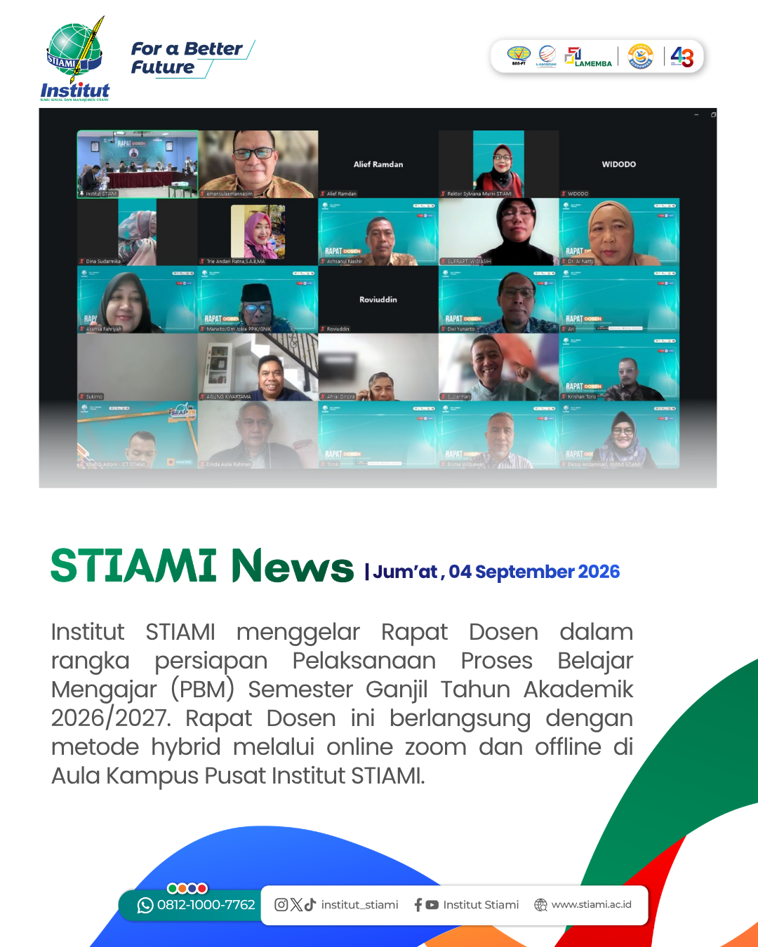 Rapat Dosen Institut STIAMI Persiapkan PBM Terbaik Untuk Semester Ganjil 26/27