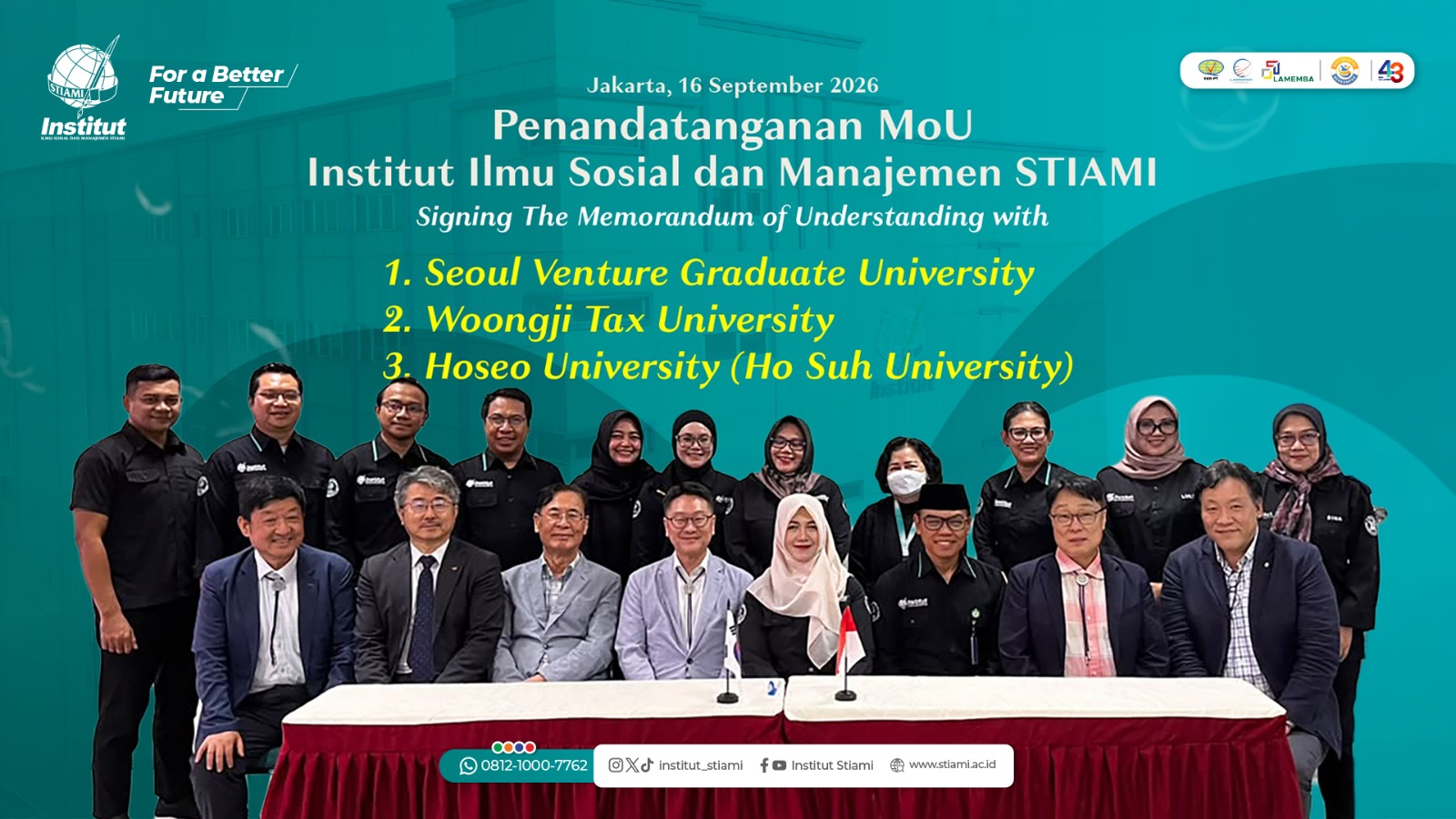 Institut STIAMI Perkuat Kerja Sama Internasional melalui Penandatanganan MoU dengan Tiga Perguruan Tinggi Korea Selatan