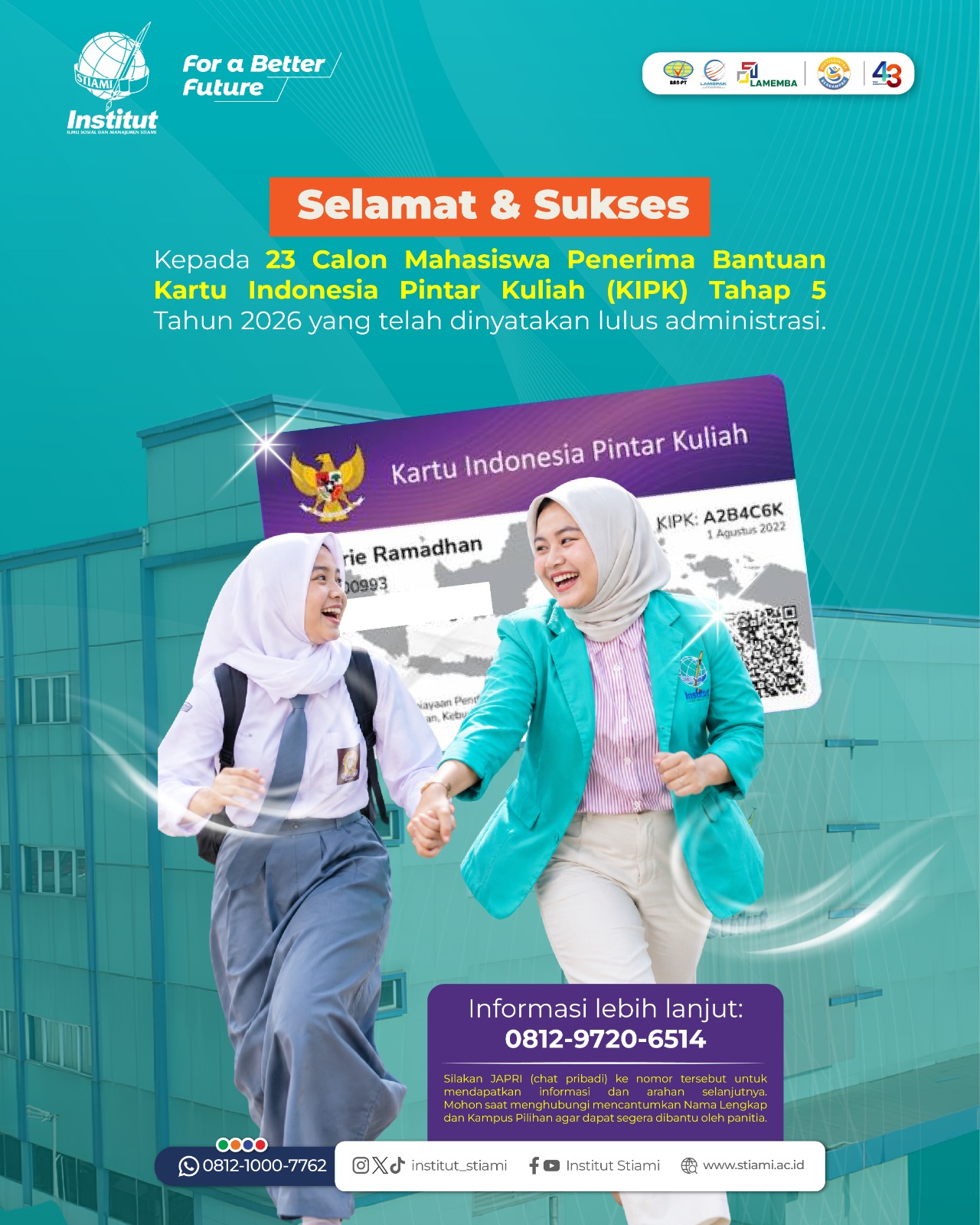 23 Calon Mahasiswa Institut STIAMI Lolos Administrasi KIP-K Tahap 5 Tahun 2026