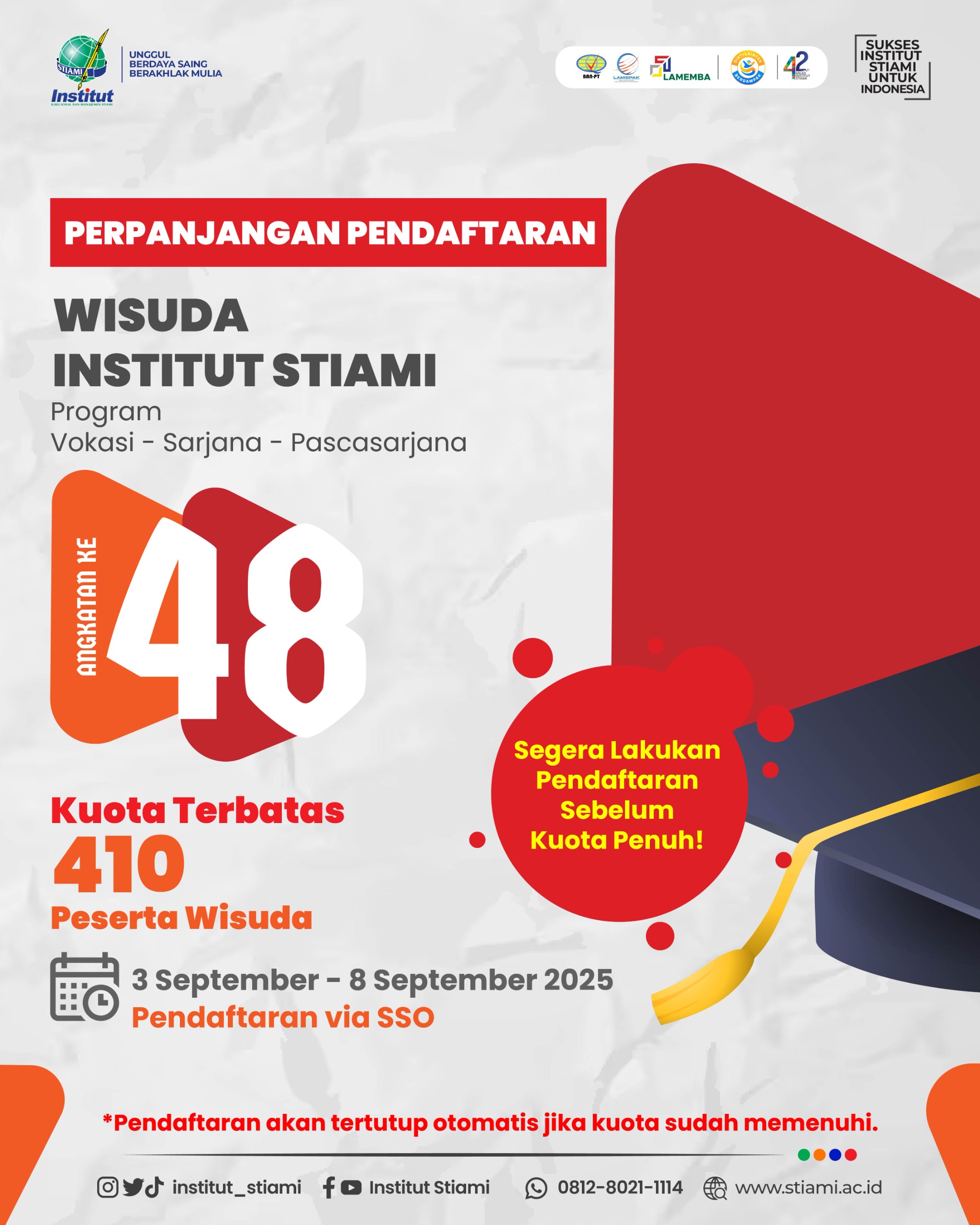 Pengumuman Perpanjangan Pendaftaran Wisuda ke-48 I