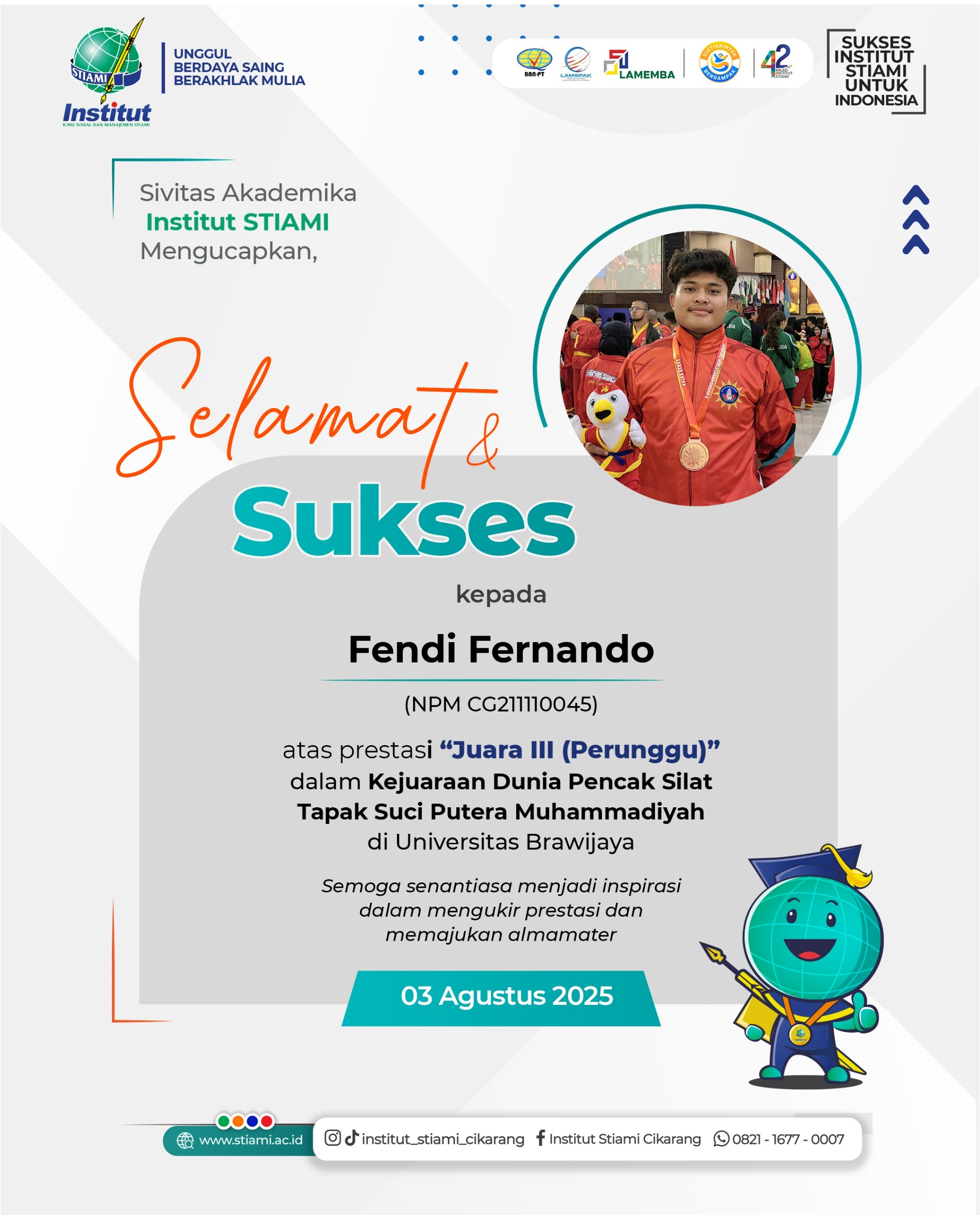 Kejuaraan Dunia Pencak Silat Tapak Suci Putera Muhammadiyah di Universitas Brawijaya.